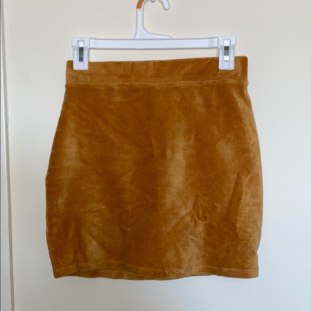 Velvet mustard mini skirt
